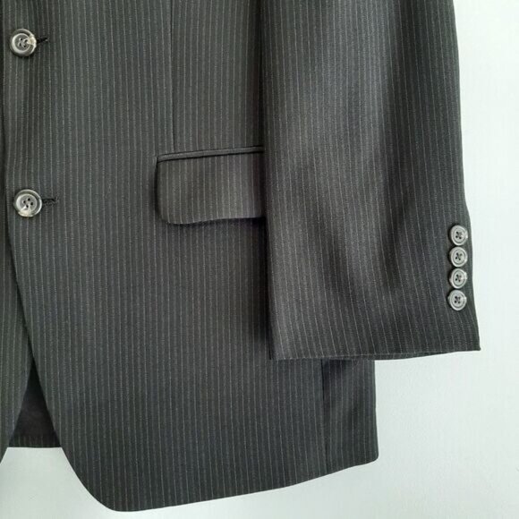 CHAPS / 100% Wool Pinstripe Blazer Jacket Black Men's Sz 36 S - Picture 5 of 13
